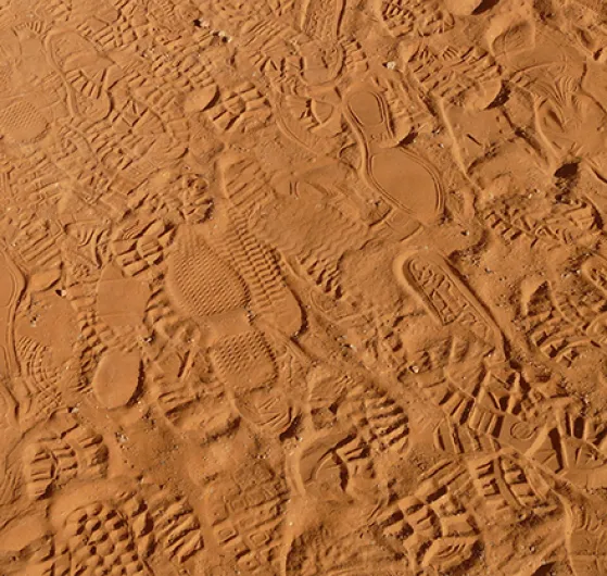 Shoe prints in the sand